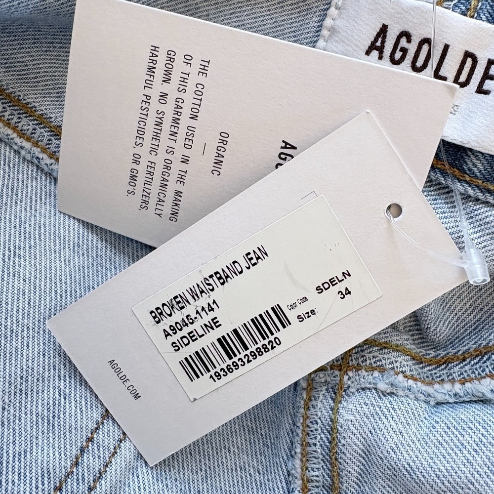 AGolde Broken Waistband Jeans Women Size 34 Blue Light Wash New - Picture 12 of 14